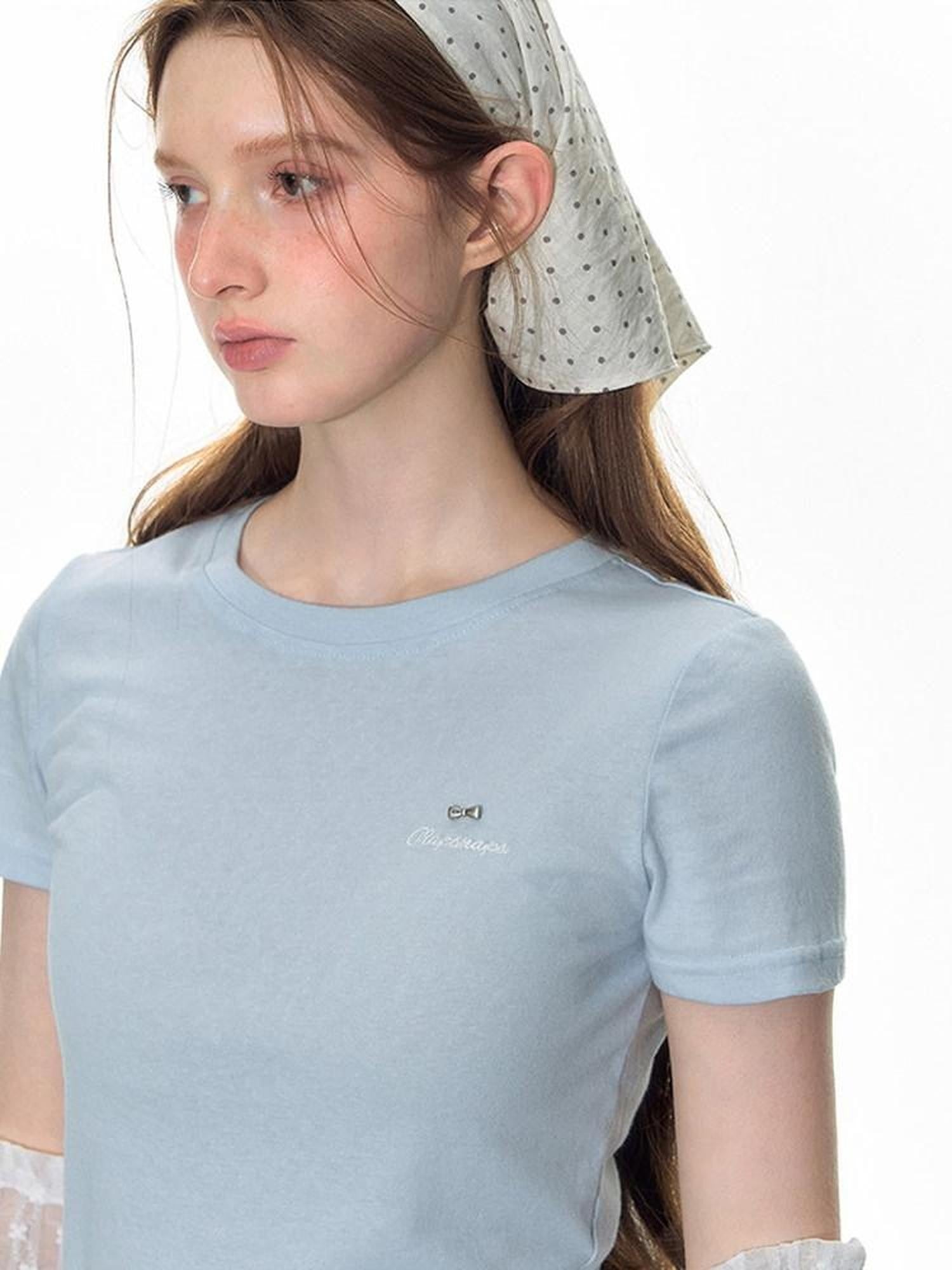 NAPSNAPS Cloud Sky Blue Lace Panel Embroidered Women&