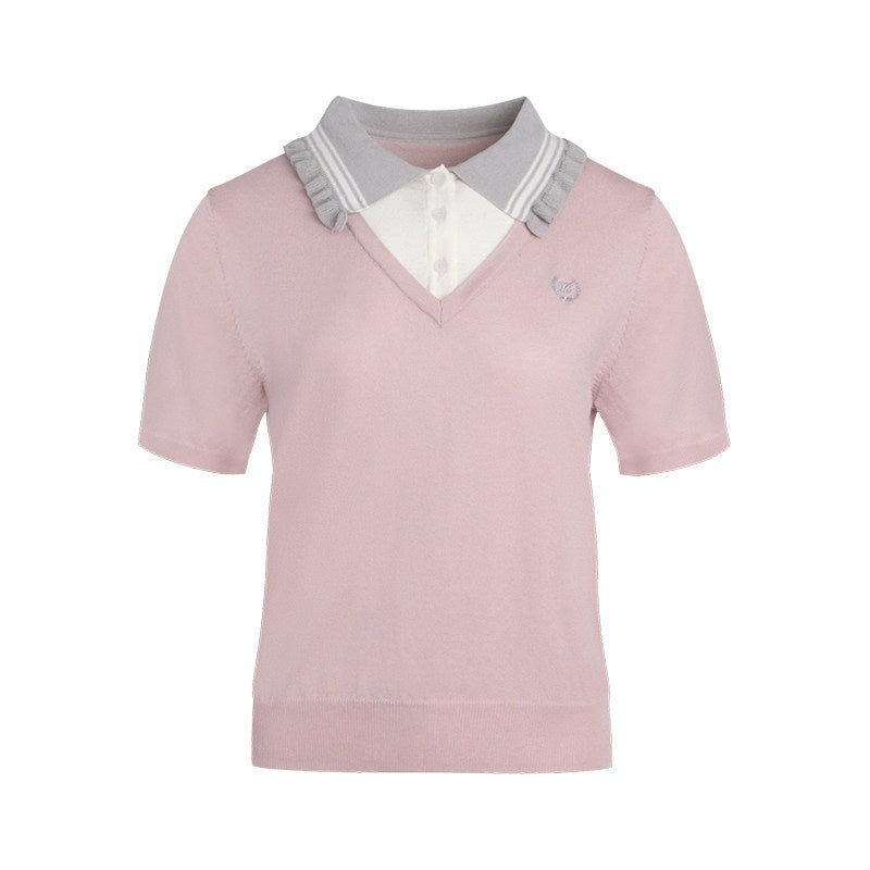 NAPSNAPS_College_Faux_Layered_Polo_Collar_Knit_Women&
