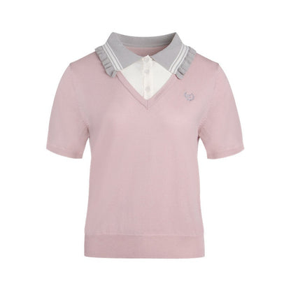 NAPSNAPS_College_Faux_Layered_Polo_Collar_Knit_Women&