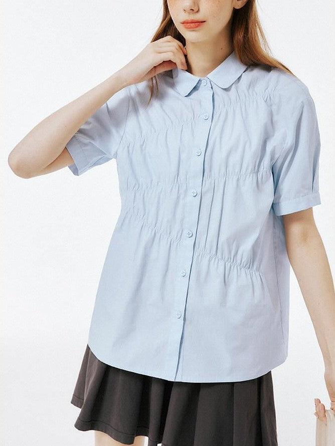 NAPSNAPS College Pleated Shirred Buttoned Women&