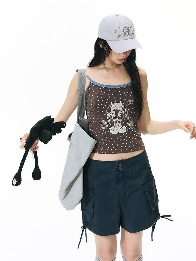 NAPSNAPS Colorblock Allover Print Round Neck Cropped Women&