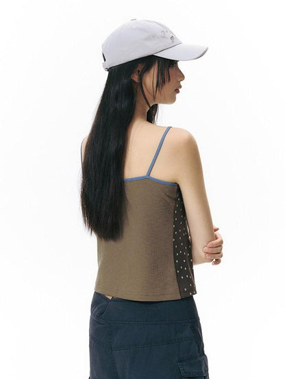 NAPSNAPS Colorblock Allover Print Round Neck Cropped Women&