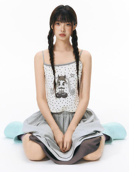 NAPSNAPS Colorblock Allover Print Round Neck Cropped Women&