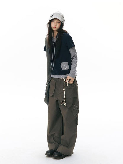 NAPSNAPS Colorblock Faux Layered Hooded Women&