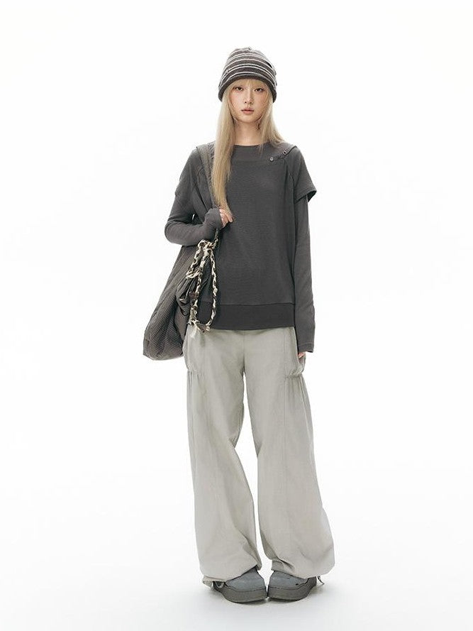 NAPSNAPS Colorblock Hem Raglan Button Knit Women&