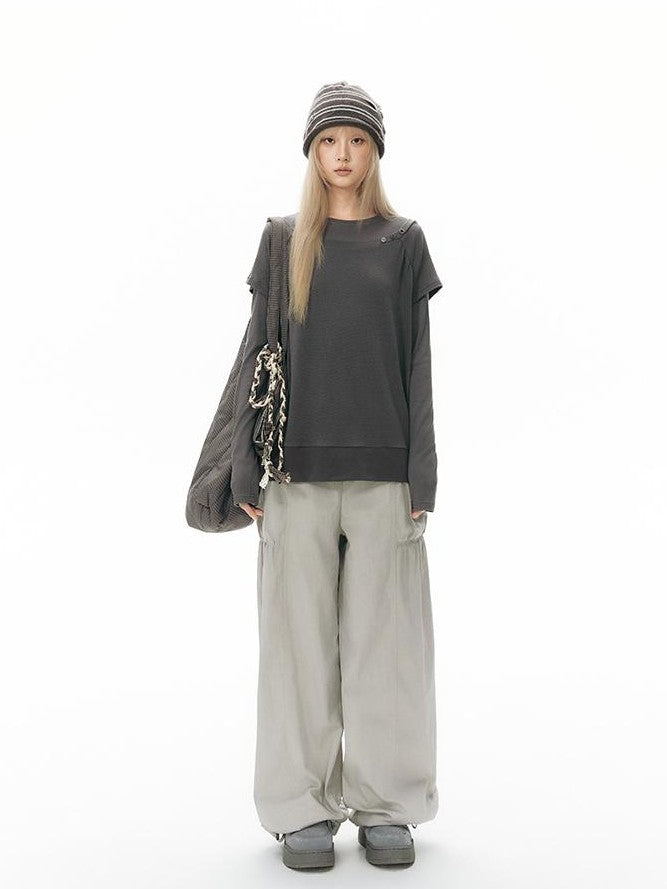 NAPSNAPS Colorblock Hem Raglan Button Knit Women&