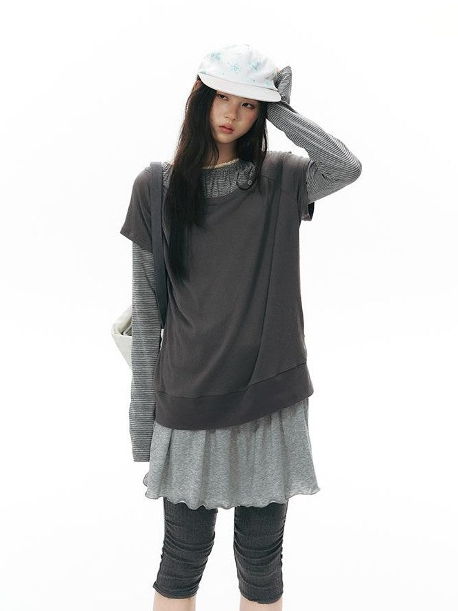 NAPSNAPS Colorblock Hem Raglan Button Knit Women&