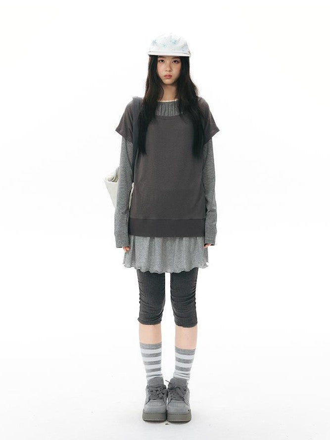 NAPSNAPS Colorblock Hem Raglan Button Knit Women&
