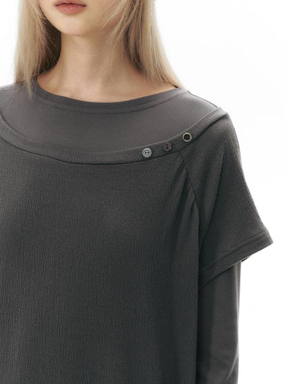 NAPSNAPS Colorblock Hem Raglan Button Knit Women&