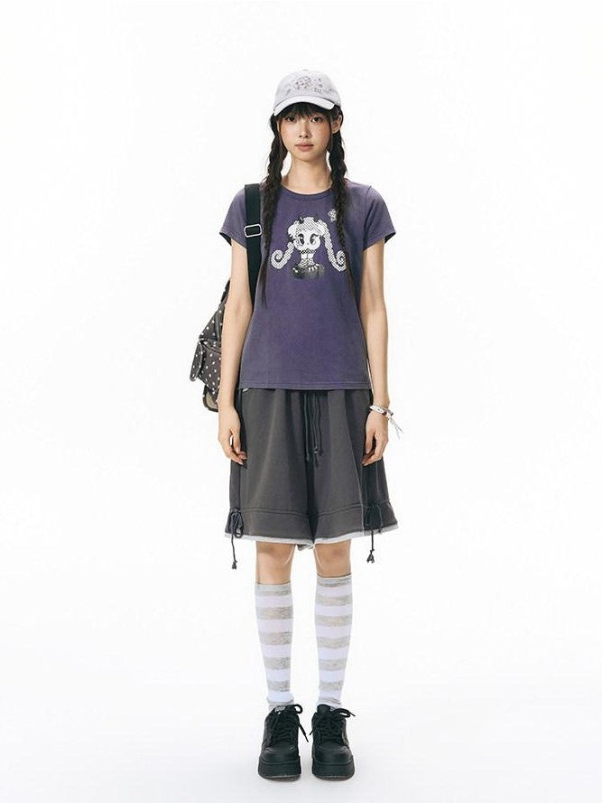 NAPSNAPS Colorblock Panel Drawstring Elastic Waist Women&