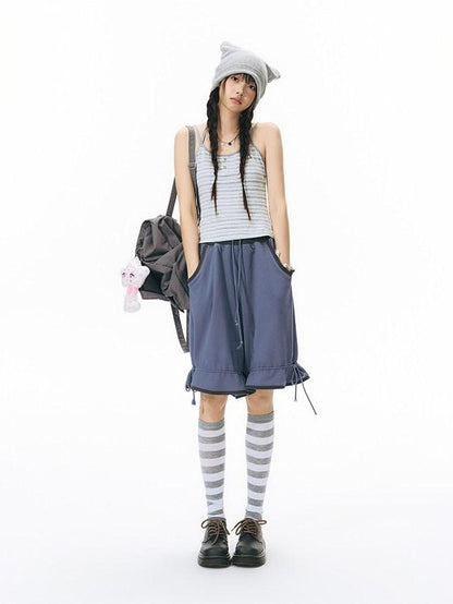 NAPSNAPS Colorblock Panel Drawstring Elastic Waist Women&