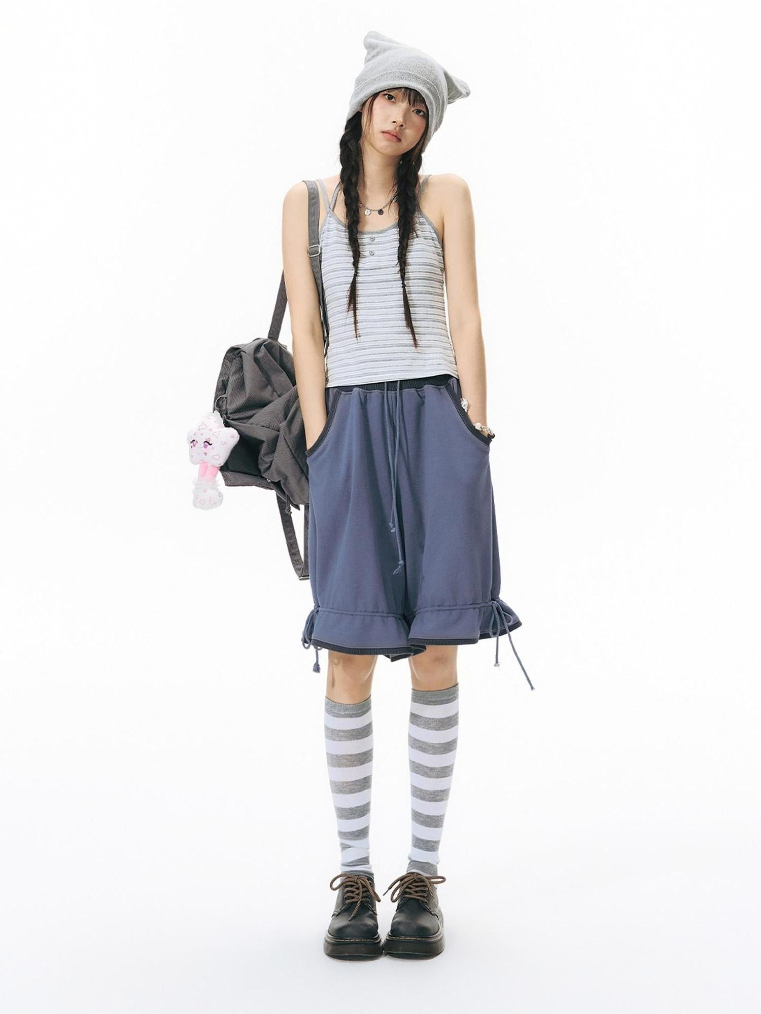 NAPSNAPS Colorblock Panel Drawstring Elastic Waist Women&