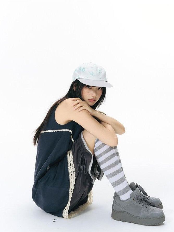 NAPSNAPS Colorblock Panel Drawstring Elastic Waist Women&