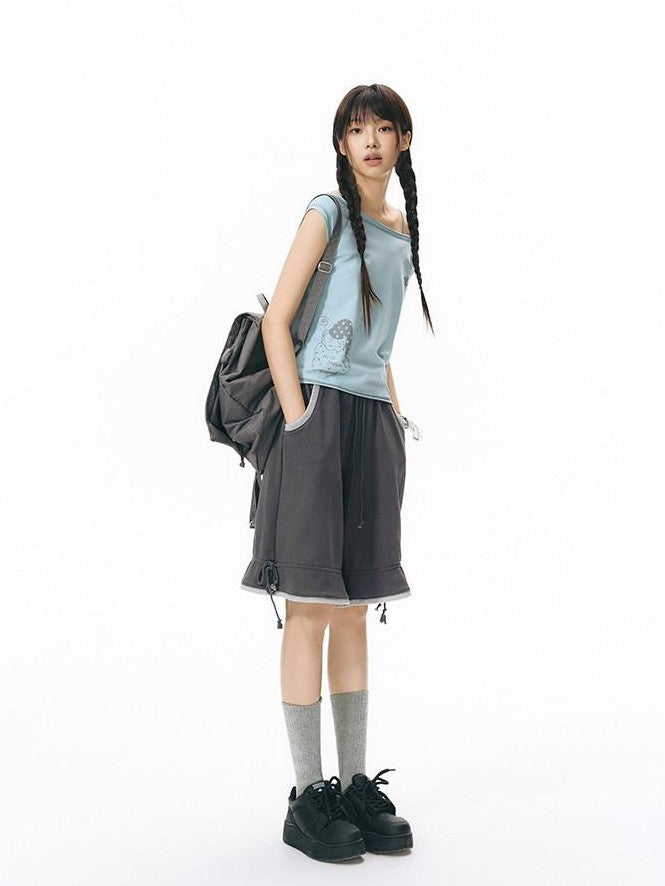 NAPSNAPS Colorblock Panel Drawstring Elastic Waist Women&