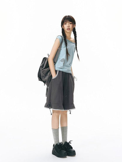 NAPSNAPS Colorblock Panel Drawstring Elastic Waist Women&