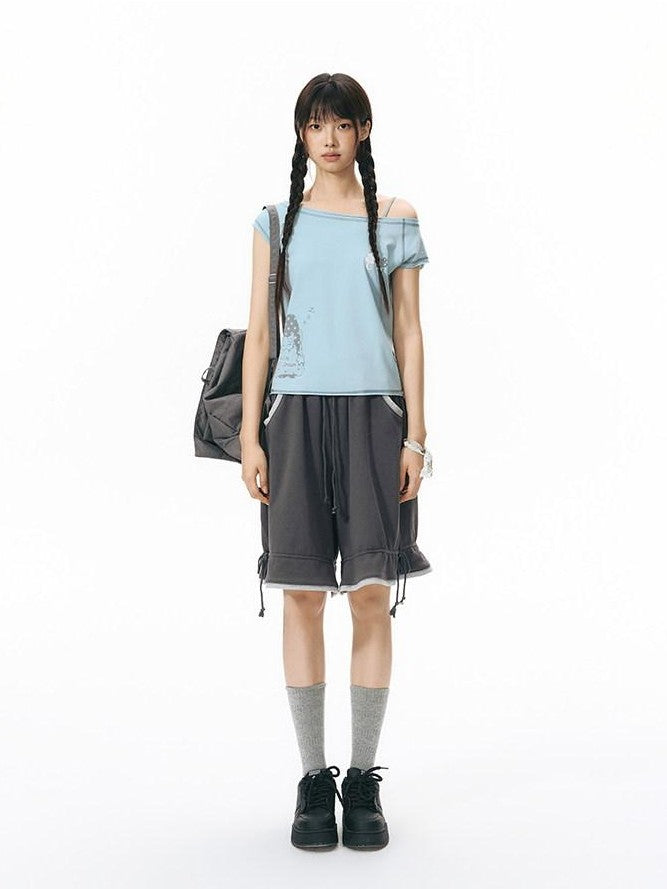 NAPSNAPS Colorblock Panel Drawstring Elastic Waist Women&