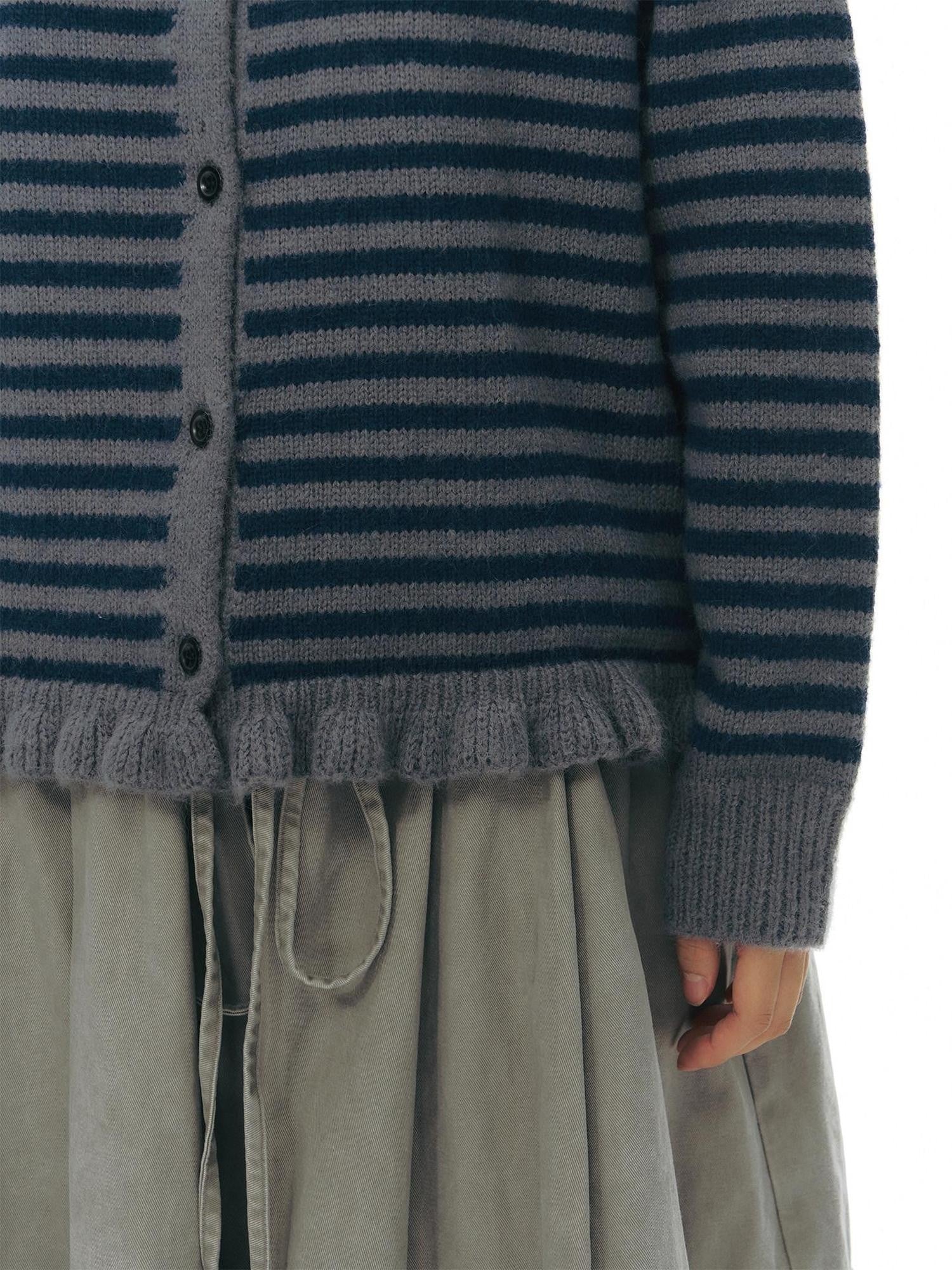 NAPSNAPS Colorblock Striped Ruffle Hem Crewneck Women&