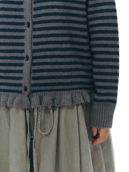 NAPSNAPS Colorblock Striped Ruffle Hem Crewneck Women&
