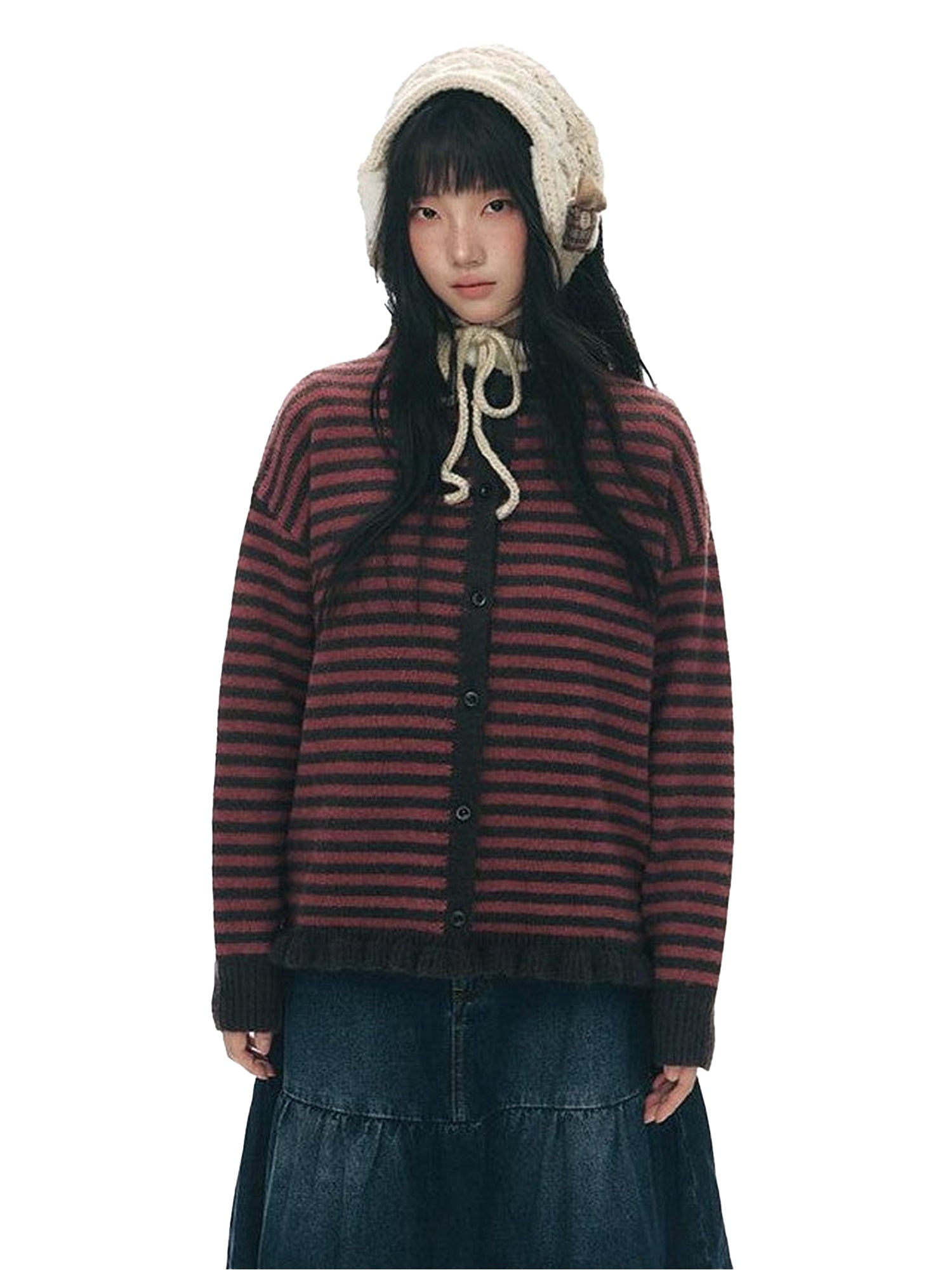 NAPSNAPS Colorblock Striped Ruffle Hem Crewneck Women&