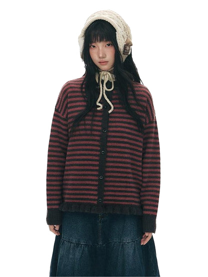 NAPSNAPS Colorblock Striped Ruffle Hem Crewneck Women&