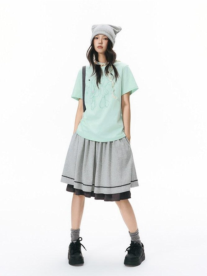 NAPSNAPS Contrast Color Reversible Elastic Waist Women&