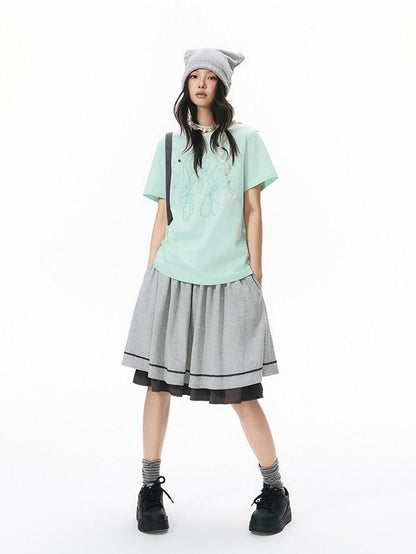 NAPSNAPS Contrast Color Reversible Elastic Waist Women&