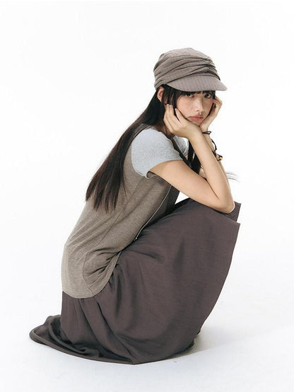 NAPSNAPS Contrast Color Reversible Elastic Waist Women&