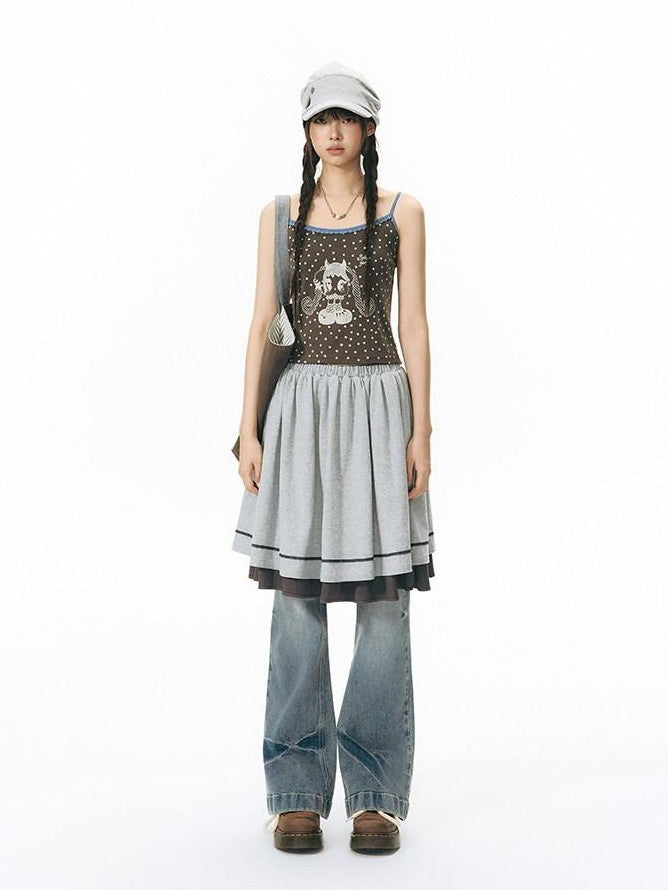 NAPSNAPS Contrast Color Reversible Elastic Waist Women&