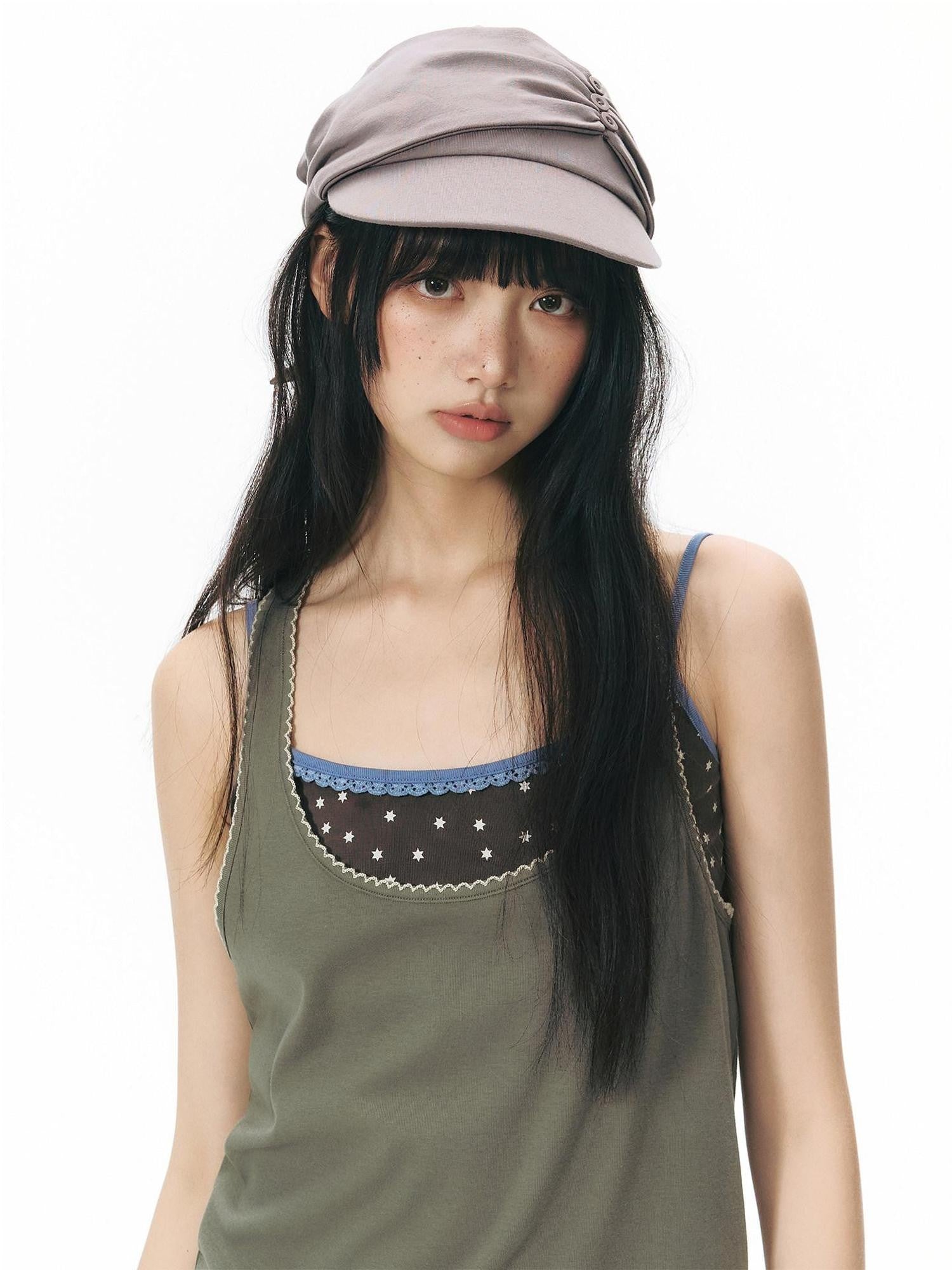 NAPSNAPS Contrast Embroidered Trim Y Back Wide Strap Women&