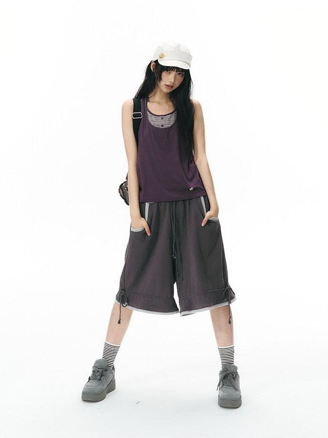 NAPSNAPS Contrast Embroidered Trim Y Back Wide Strap Women&