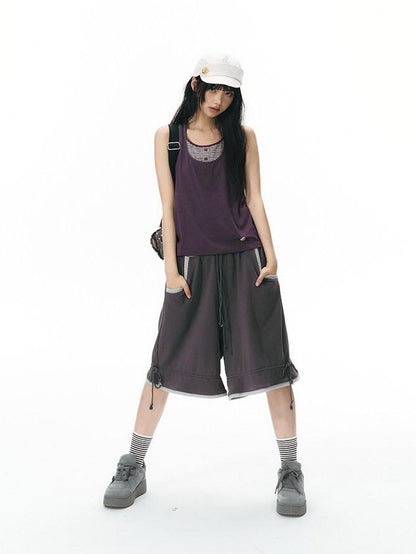 NAPSNAPS Contrast Embroidered Trim Y Back Wide Strap Women&