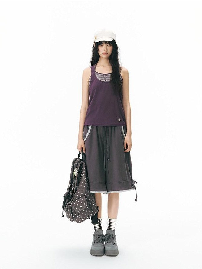 NAPSNAPS Contrast Embroidered Trim Y Back Wide Strap Women&
