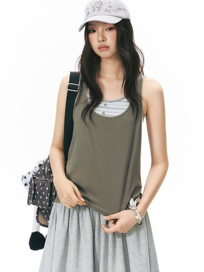 NAPSNAPS Contrast Embroidered Trim Y Back Wide Strap Women&