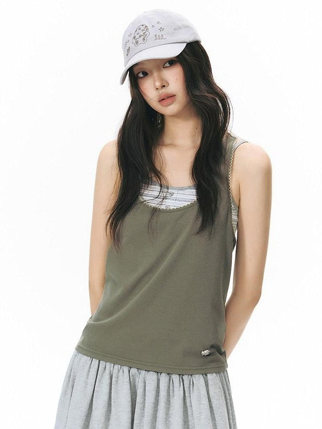 NAPSNAPS Contrast Embroidered Trim Y Back Wide Strap Women&