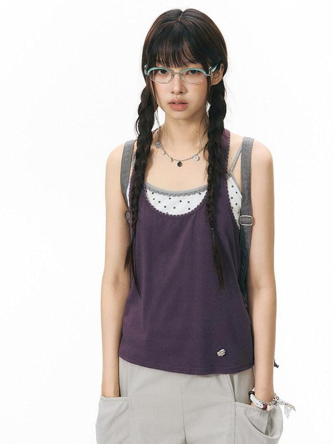 NAPSNAPS Contrast Embroidered Trim Y Back Wide Strap Women&