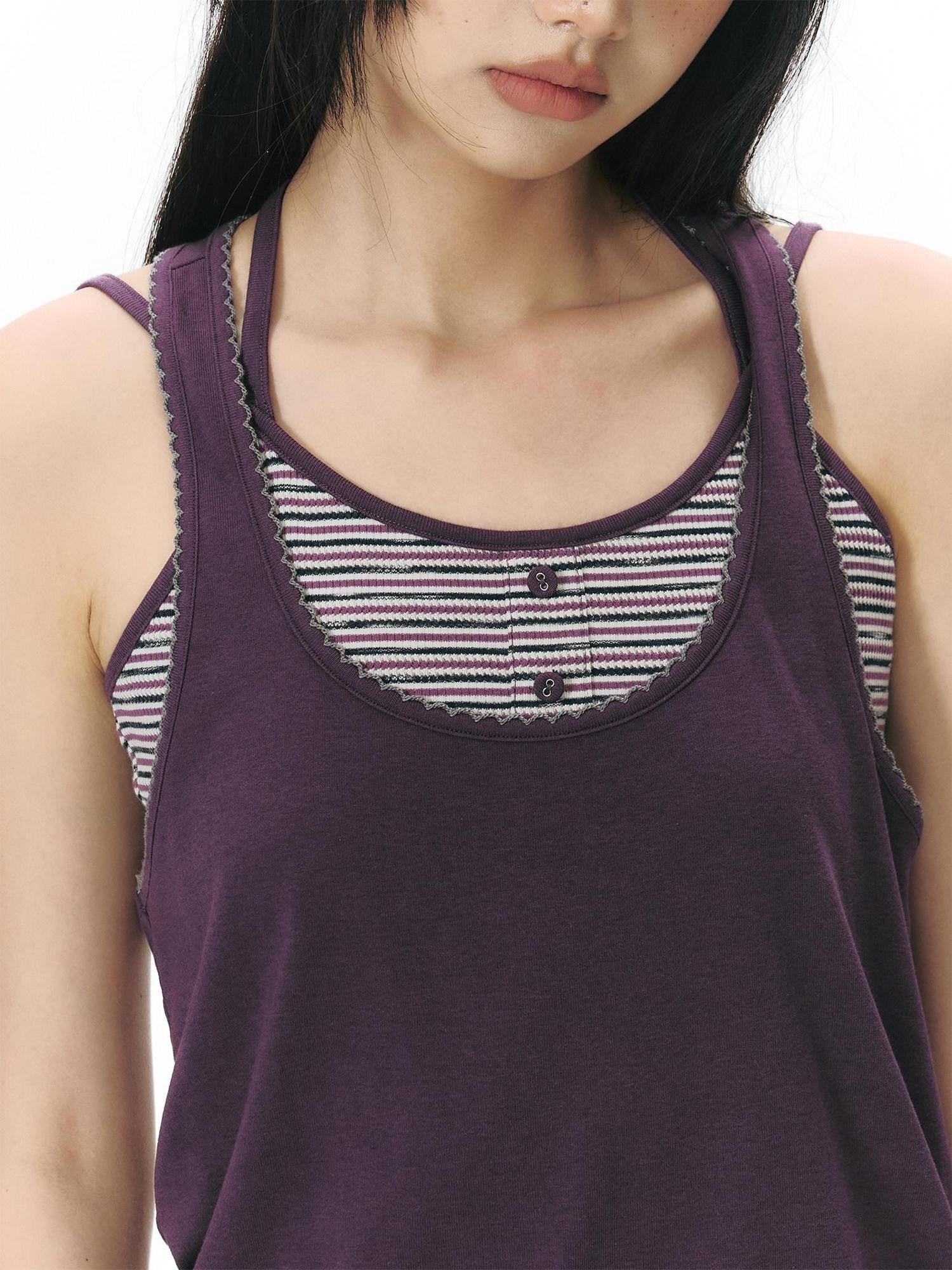 NAPSNAPS Contrast Embroidered Trim Y Back Wide Strap Women&