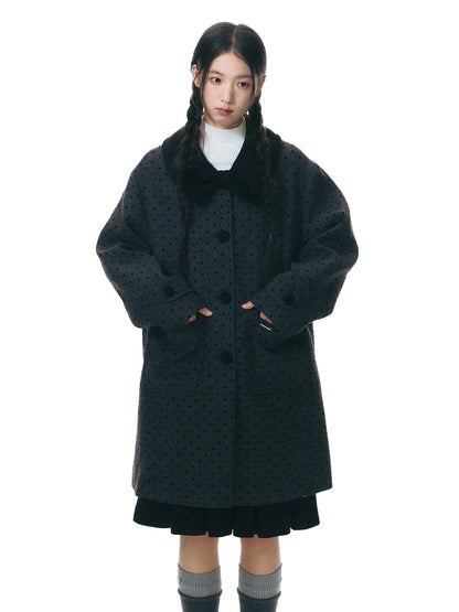 NAPSNAPS Contrast Polka Dot Bow Doll Collar Detachable Cape Women&