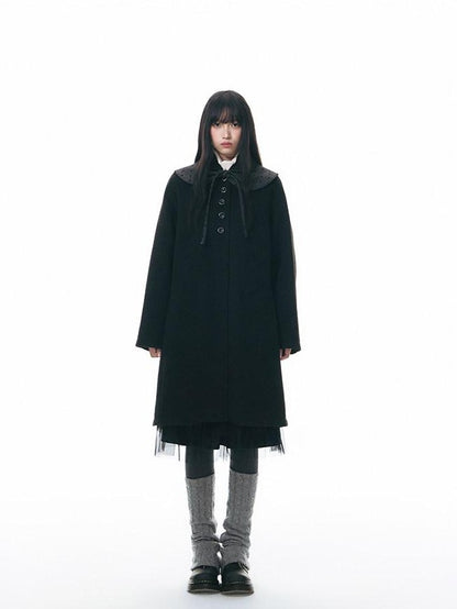 NAPSNAPS Contrast Polka Dot Bow Doll Collar Detachable Cape Women&
