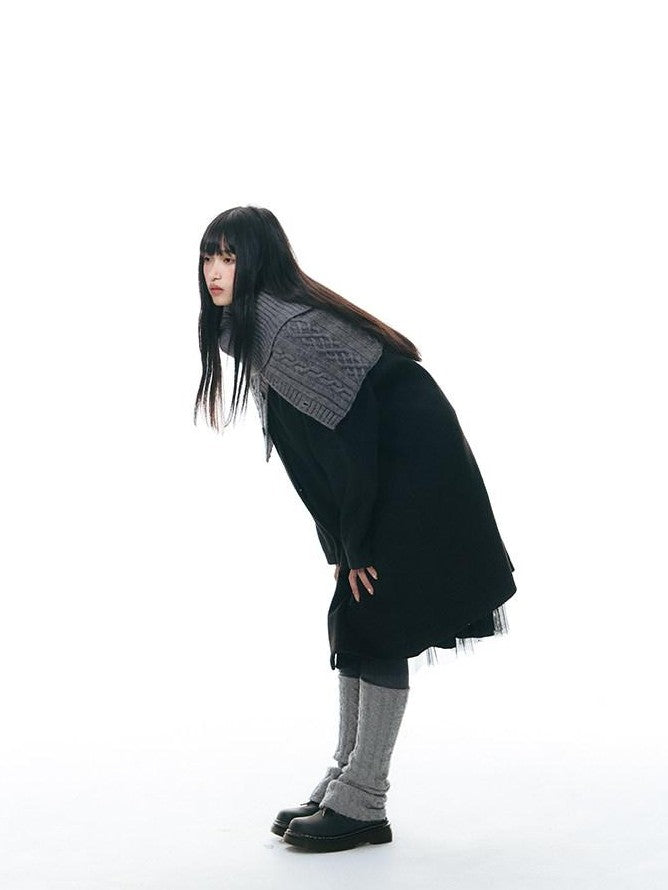 NAPSNAPS Contrast Polka Dot Bow Doll Collar Detachable Cape Women&
