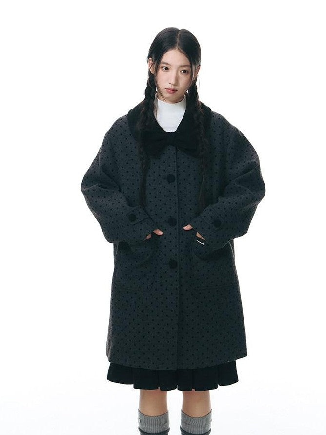 NAPSNAPS Contrast Polka Dot Bow Doll Collar Detachable Cape Women&