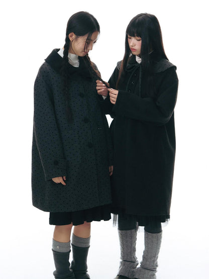 NAPSNAPS Contrast Polka Dot Bow Doll Collar Detachable Cape Women&