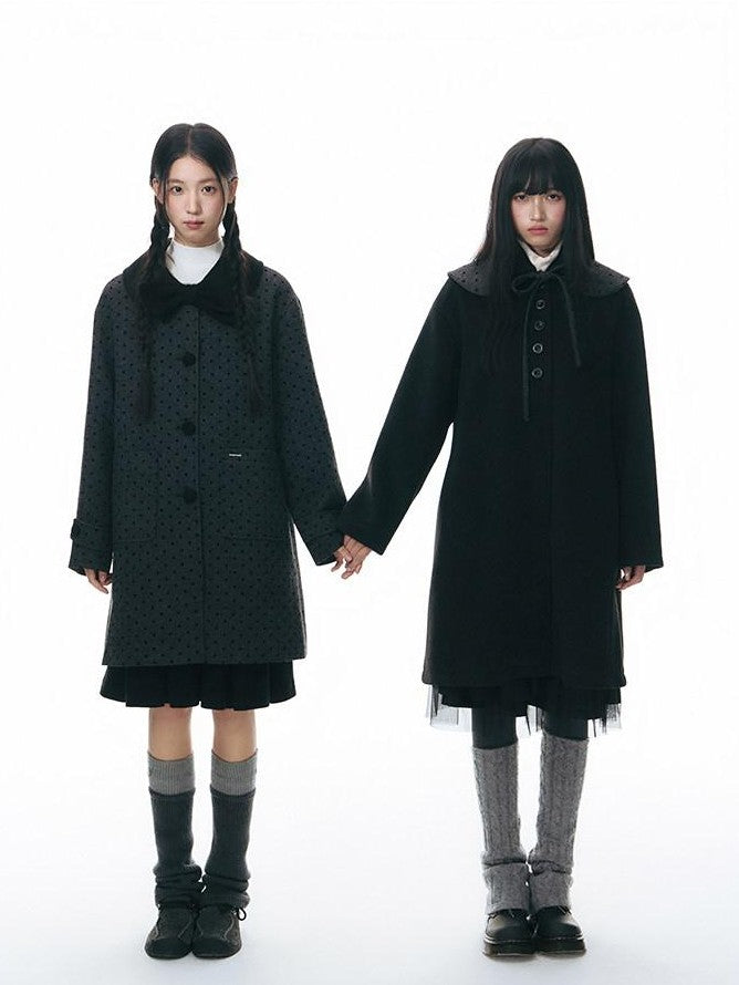 NAPSNAPS Contrast Polka Dot Bow Doll Collar Detachable Cape Women&