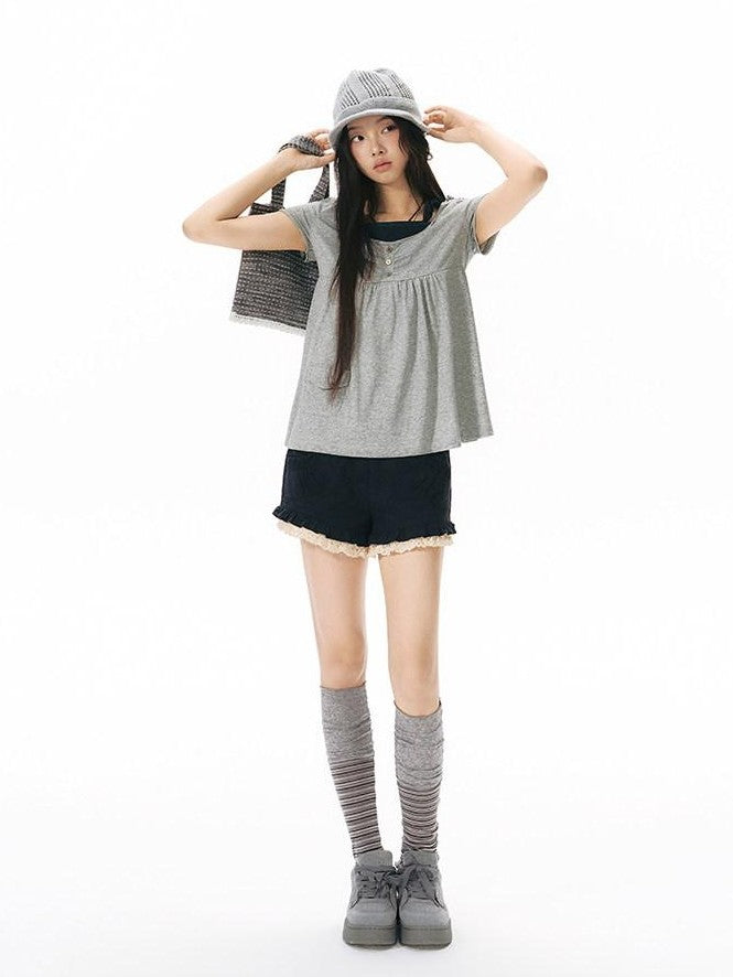 NAPSNAPS Contrast Ruffle Strap Faux Layered Women&