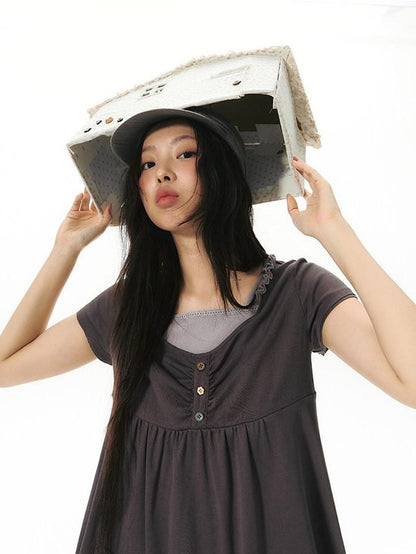 NAPSNAPS Contrast Ruffle Strap Faux Layered Women&