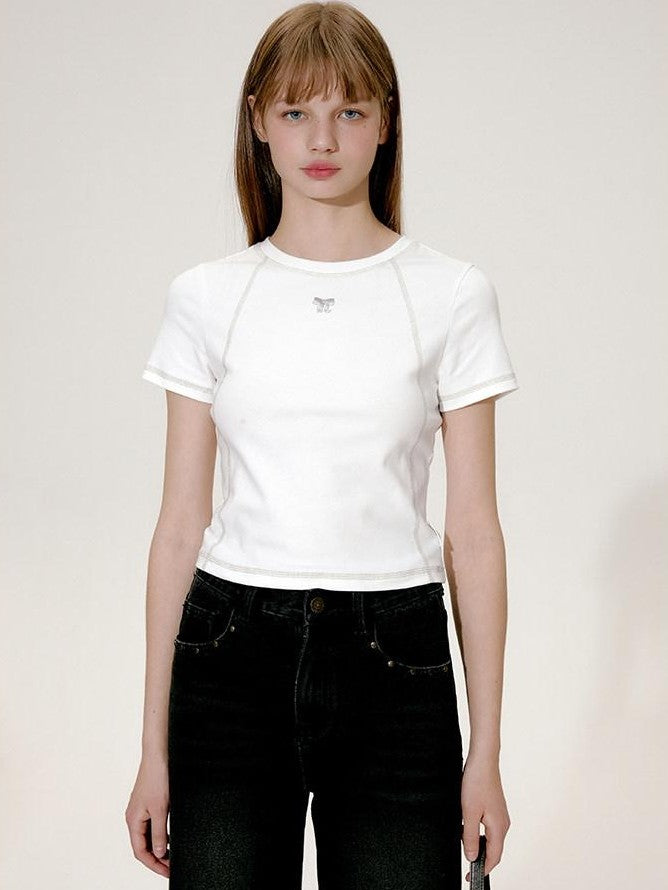 NAPSNAPS Cropped Contrast Topstitch Slim Women&