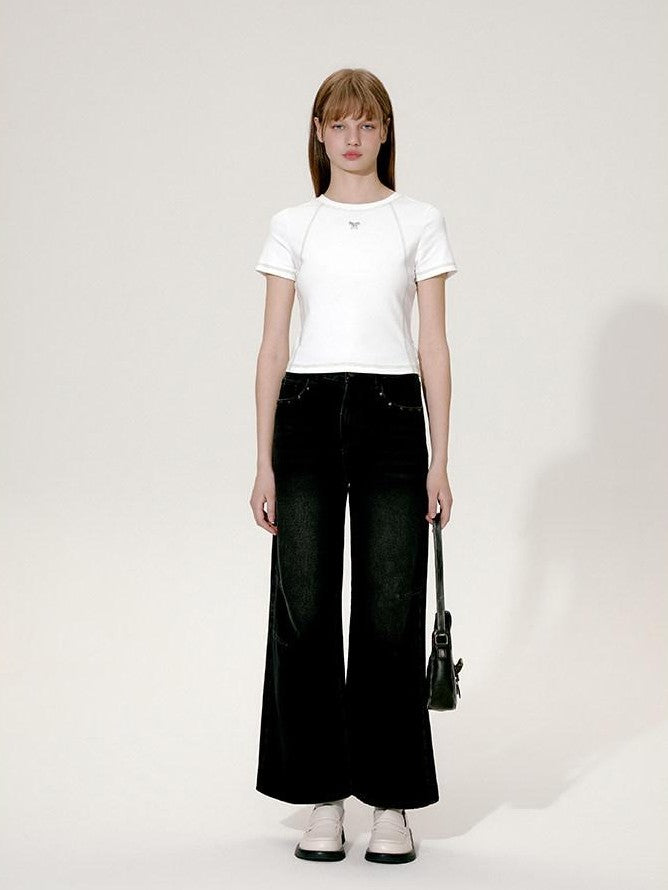 NAPSNAPS Cropped Contrast Topstitch Slim Women&