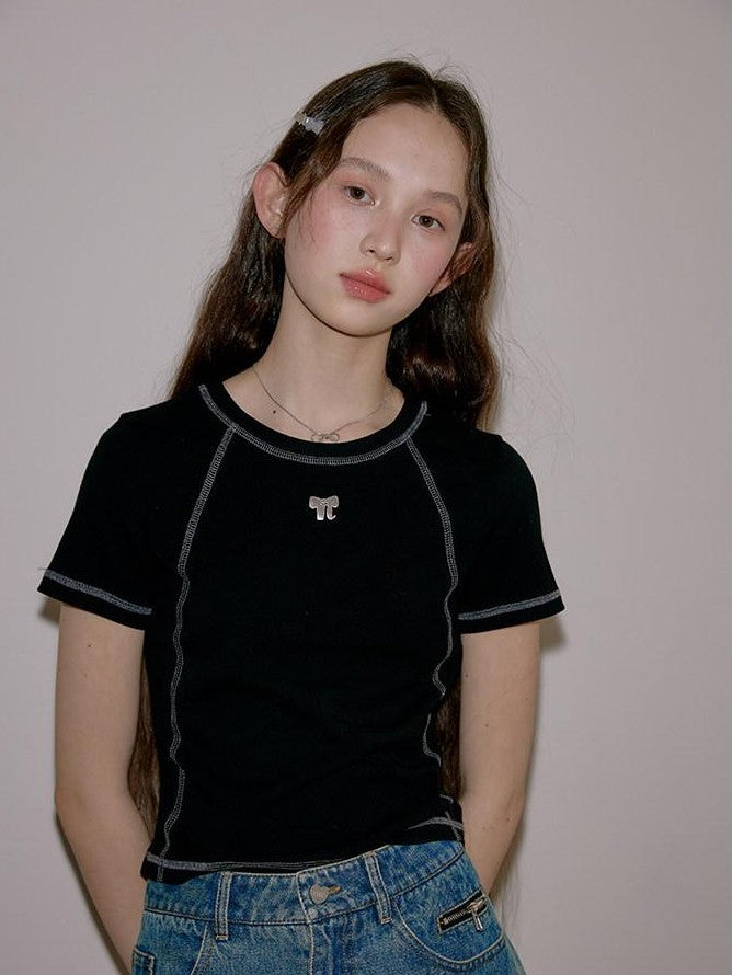 NAPSNAPS Cropped Contrast Topstitch Slim Women&