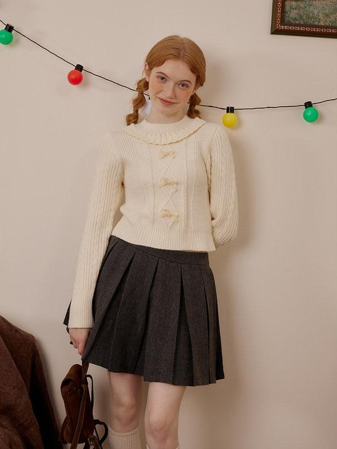 NAPSNAPS Cropped Doll Collar Bow Slim Fit Women&