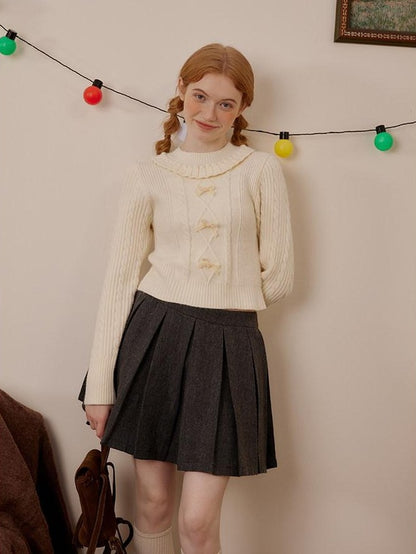 NAPSNAPS Cropped Doll Collar Bow Slim Fit Women&