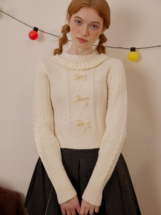 NAPSNAPS Cropped Doll Collar Bow Slim Fit Women&